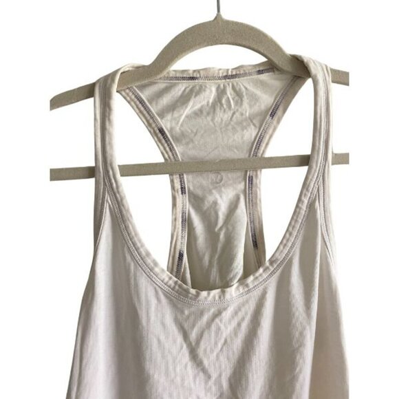 LULULEMON White Racerback High Back Scoop Neck Tank Top Size 4 - Picture 3 of 9